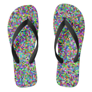 Kleurrijke Pixel Vierkanten Achtergrondpatroon Teenslippers