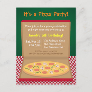 Kleurrijke Pizza Kinderen Verjaardagsfeest Kaart