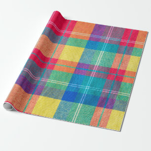 kleurrijke plaid textuur. Achtergrond kleding Cadeaupapier