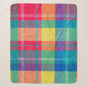 kleurrijke plaid textuur. Achtergrond kleding Sherpa Deken
