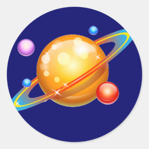 Kleurrijke Planeten Ronde Sticker