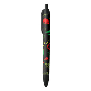 kleurrijke plantaardige pictogrammen zwarte inkt pen