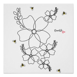 Kleurrijke planten en hommel waterverf ontwerp perfect poster