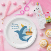Kleurrijke platte eenvoudige Baby haaien verjaarda Papieren Bordje (Feest)