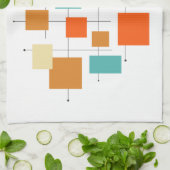 Kleurrijke pleinen geometrisch midden eeuw modern theedoek (Gevouwen)