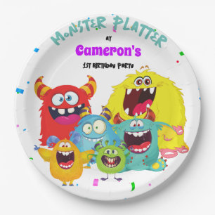 Kleurrijke Plezier Kawaii Monster Ronde Papieren Bordje