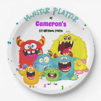 Kleurrijke Plezier Kawaii Monster Ronde Papieren Bordje