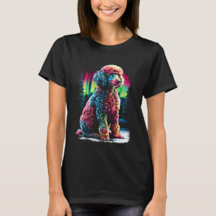 Kleurrijke poedel hond Aurora Borealis Winterbos T-shirt