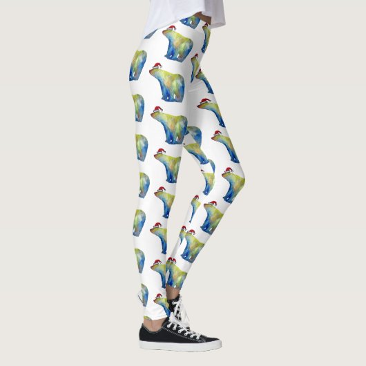 Kleurrijke polar beer Santa Aangepaste Leggings (Rechts)