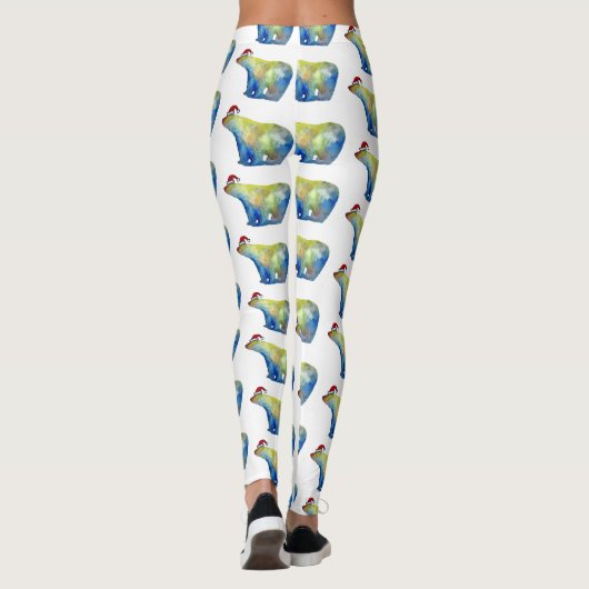Kleurrijke polar beer Santa Aangepaste Leggings (Achterkant)