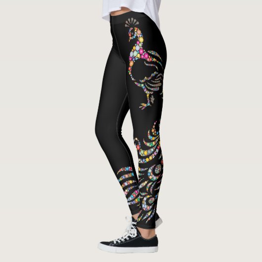 Kleurrijke polka dot pauw leggings (Links)