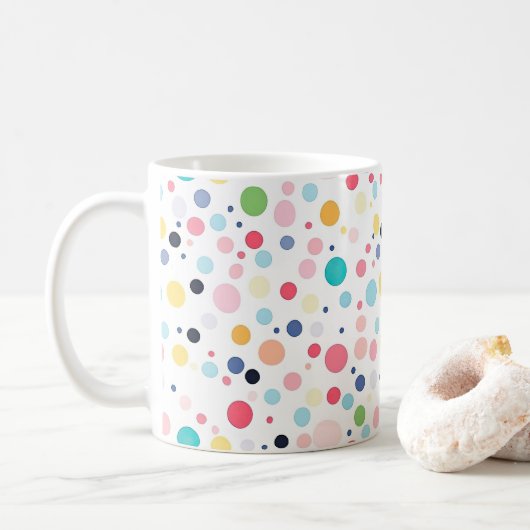Kleurrijke Polka Dots Coffee Mok (Met donut)