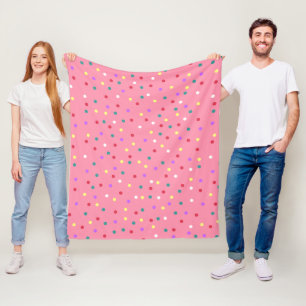 Kleurrijke Polka Dots op Roze Fleece Deken
