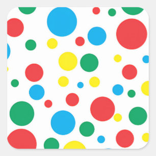 Kleurrijke Polka Dots Stickers; Kies Vorm Vierkante Sticker