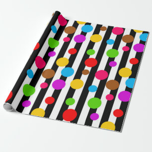 Kleurrijke Polka Dots Stripes Cadeaupapier