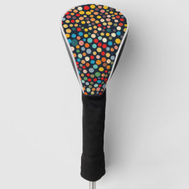 Kleurrijke polka stippen op donkere achtergrond golfheadcover