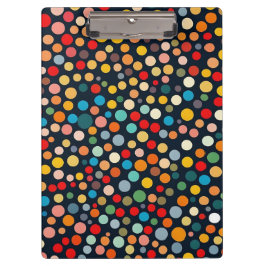 Kleurrijke polka stippen op donkere achtergrond klembord