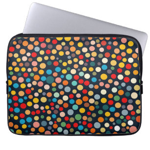 Kleurrijke polka stippen op donkere achtergrond laptop sleeve