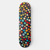 Kleurrijke polka stippen op donkere achtergrond skateboard (Voorkant)