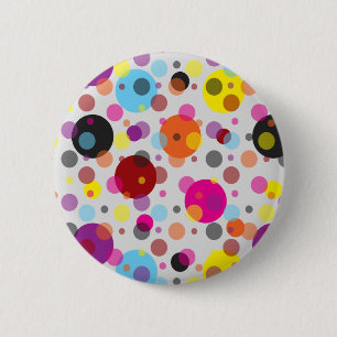 Kleurrijke polka stippen ronde button 5,7 cm