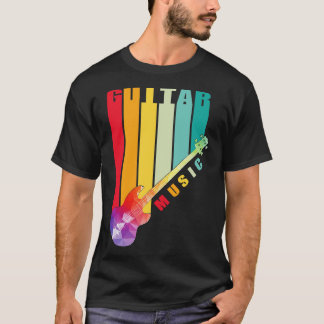 Kleurrijke polygonale elektrische gitaar t-shirt