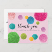 Kleurrijke Pom Pom Bedankt Briefkaart (Voorkant / Achterkant)
