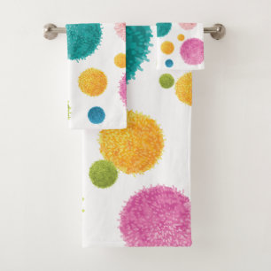 Kleurrijke Pom Pom Print Bad Handdoek