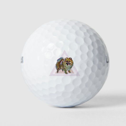 Kleurrijke pomeraanse hond golfballen (Voorkant)