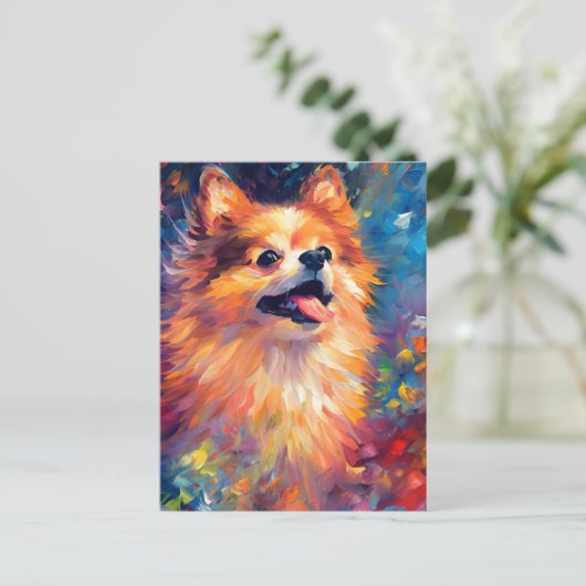 Kleurrijke Pomeranian Briefkaart (Staand voorkant)
