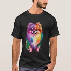 Kleurrijke Pommerse kunstwerk Hondenliefhebber Die T-shirt