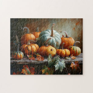 Kleurrijke pompoenen en bladeren legpuzzel