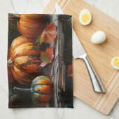 Kleurrijke pompoenen en bladeren theedoek (Quarter Fold)