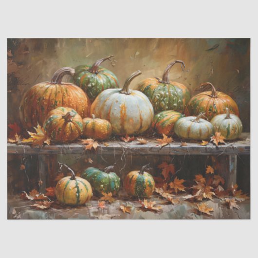 Kleurrijke pompoenen  olieverfschilderij Decoupage Tissuepapier (Voorkant)