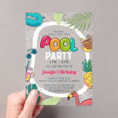 Kleurrijke Pool Party | Zwemmen verjaardag acryl Acryl Uitnodigingen (Insitu (Draagbaar))