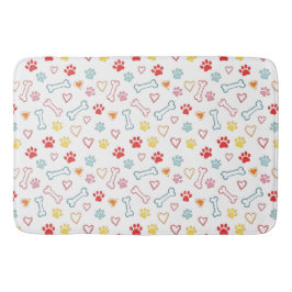 Kleurrijke Pootjes, Harten & Botten Doodle Badmat