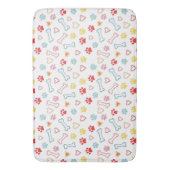 Kleurrijke Pootjes, Harten & Botten Doodle Badmat (Voorkant Verticaal)