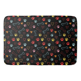 Kleurrijke Pootjes, Harten & Botten Doodle Badmat