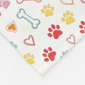 Kleurrijke Pootjes, Harten & Botten Doodle Fleece Deken (Hoek)