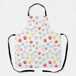 Kleurrijke Pootjes, Harten & Botten Doodle Schort