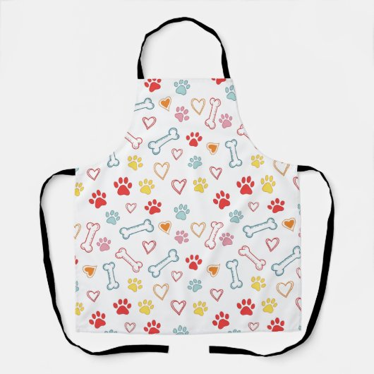 Kleurrijke Pootjes, Harten & Botten Doodle Schort (Voorkant)