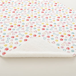 Kleurrijke Pootjes, Harten & Botten Doodle Sherpa Deken