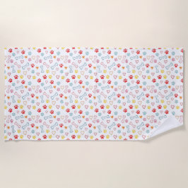 Kleurrijke Pootjes, Harten & Botten Doodle Strandl Strandlaken