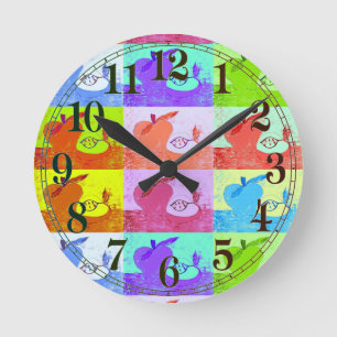 Kleurrijke Pop Art Apple Ronde Klok