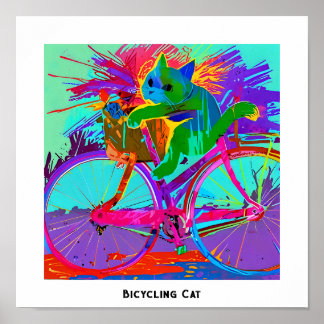 Kleurrijke Pop Art Bewerkbare Komische Kat op de F Poster