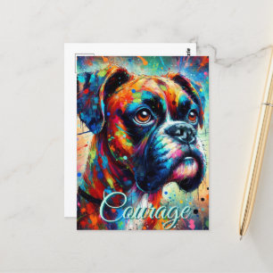 Kleurrijke Pop Art Boxer Dog Blauwgroen Blue Dogs Briefkaart