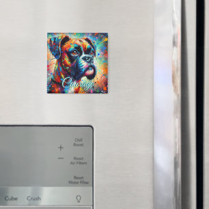 Kleurrijke Pop Art Boxer Dog Blauwgroen Blue Dogs Magneet