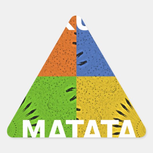 Kleurrijke Pop Art Collage & "Hakuna Matata" Beric Driehoek Sticker (Voorkant)