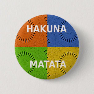 Kleurrijke Pop Art Collage & "Hakuna Matata" Beric Ronde Button 5,7 Cm