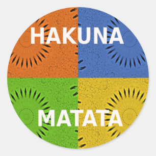 Kleurrijke Pop Art Collage & "Hakuna Matata" Beric Ronde Sticker