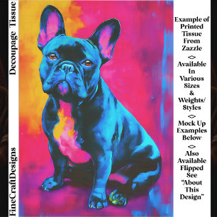 Kleurrijke Pop Art Franse Bulldog Hond EP6L Decoup Tissuepapier